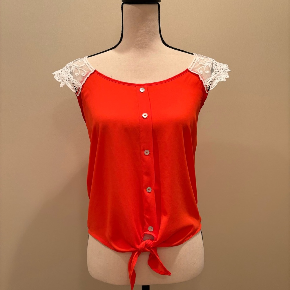Lace Sleeve Summer Top By Takara Size Small